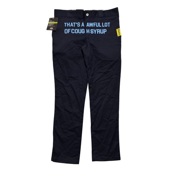BNWT Awful Lot Of Cough Syrup Dickies Pants Navy Blue 32x30 - Picture 1 of 6